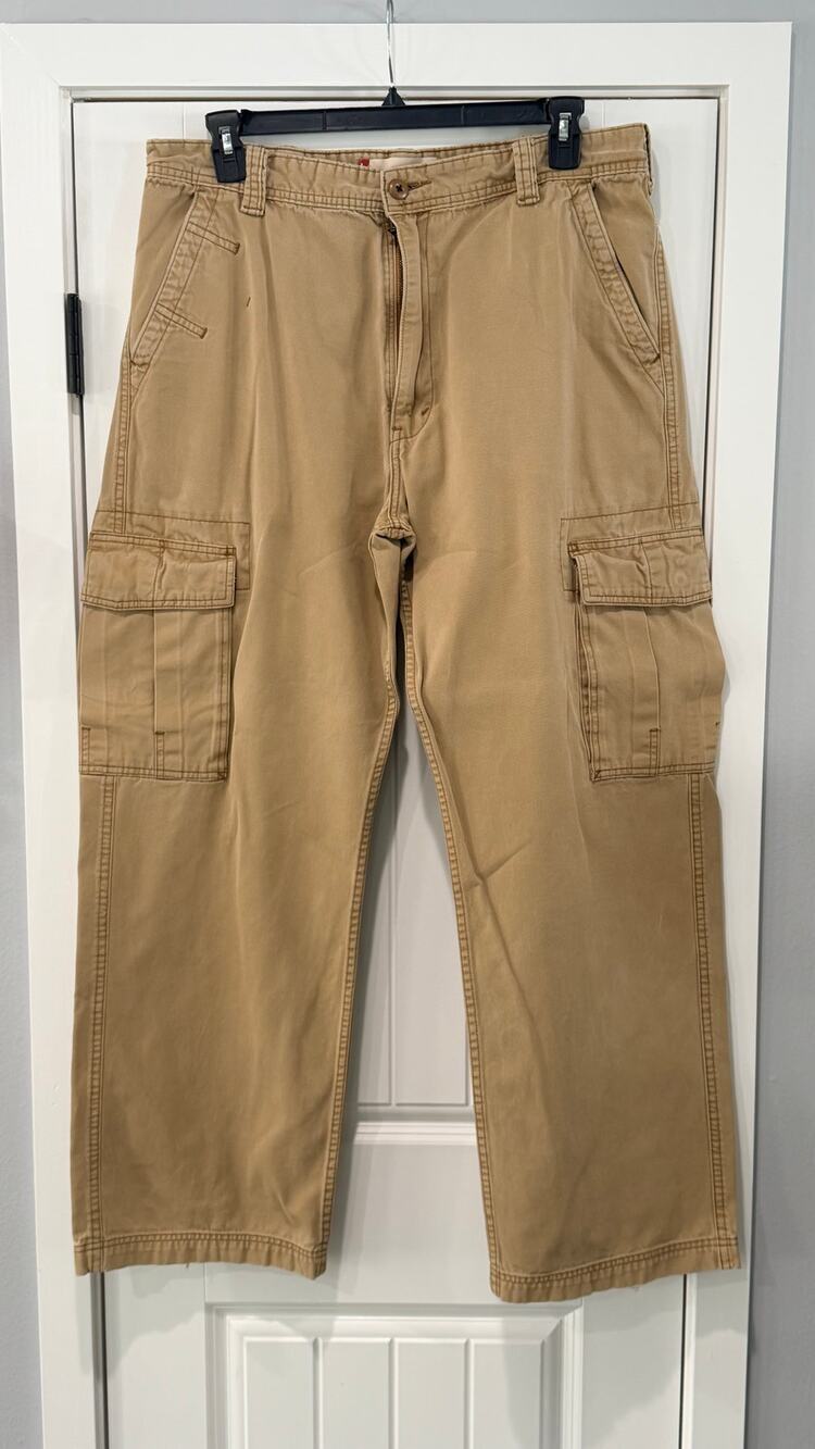 Levi's Cargo Pants Mens 38x32 Beige Canvas Multi Pocket Relaxed Fit
